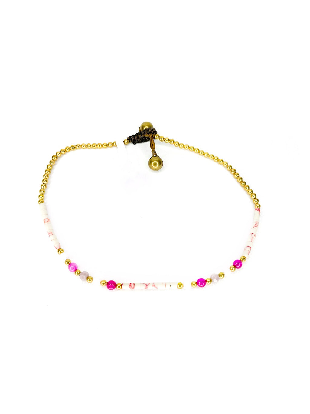 Faceted stone and brass bead anklet - various colours