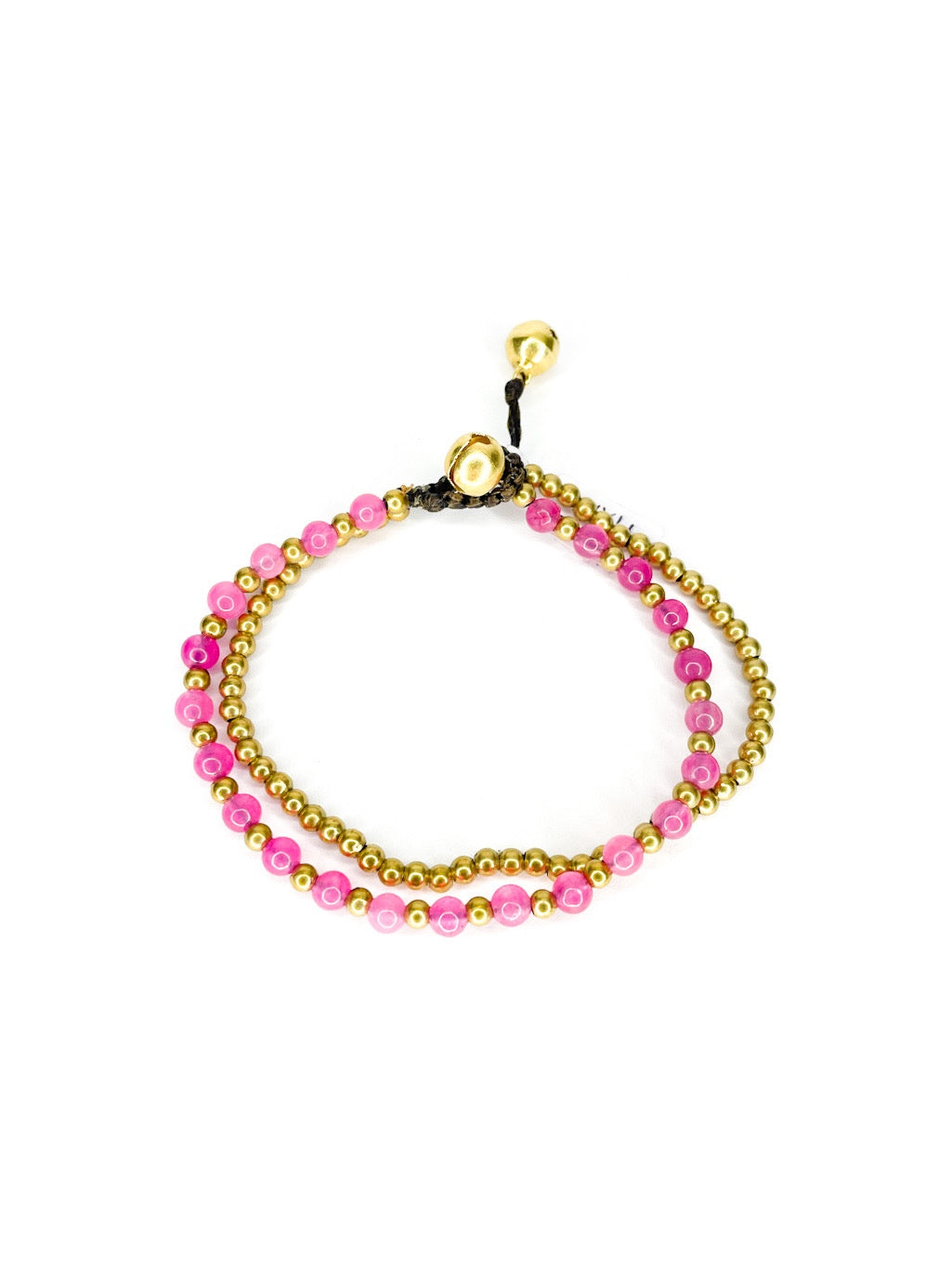 Stone and brass double strand bracelet - various colours