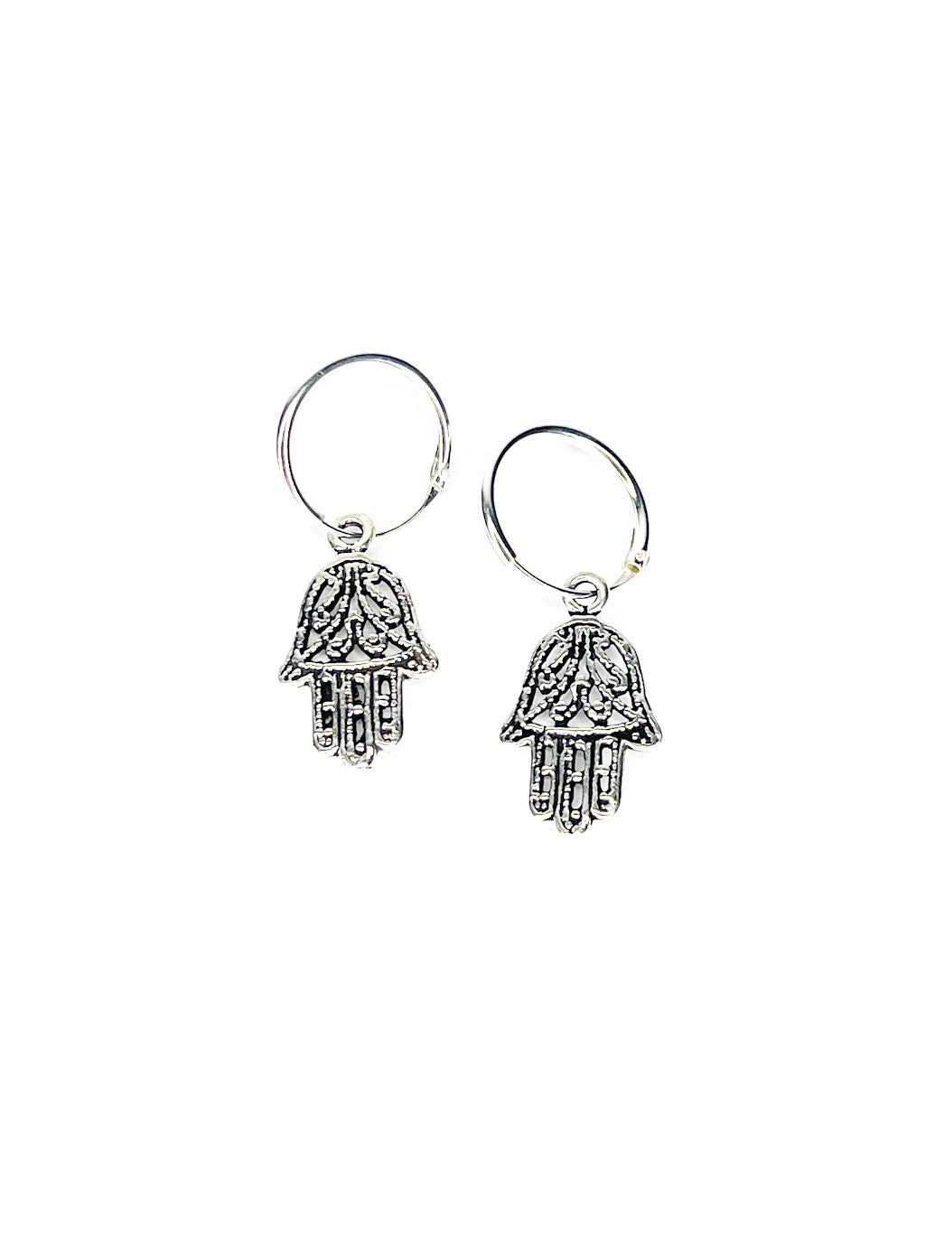 Hamsa silver earrings