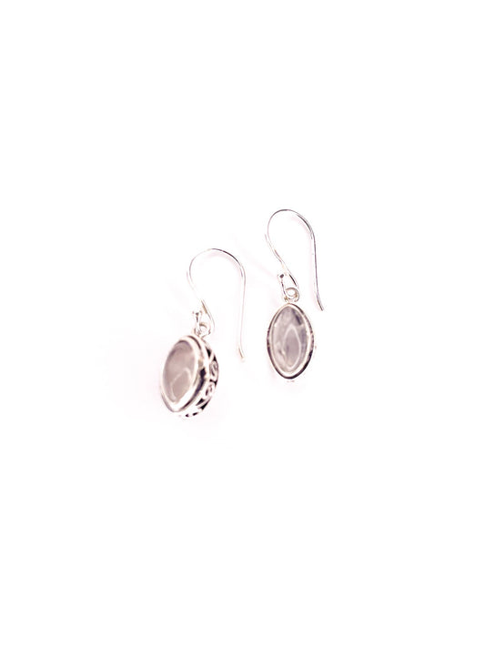 Almond shaped moon stone silver earrings