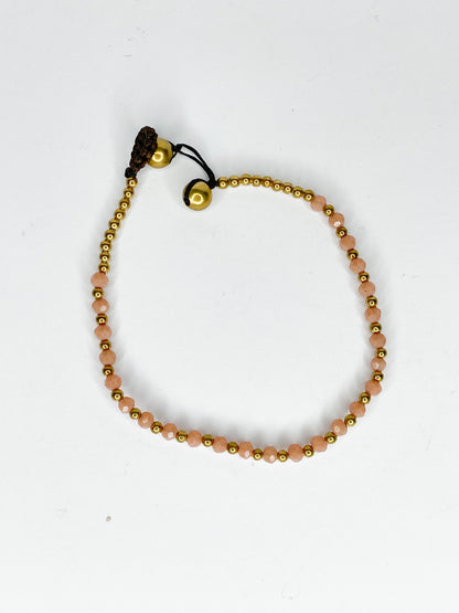 ❤Stone and brass beaded bracelet - various colours