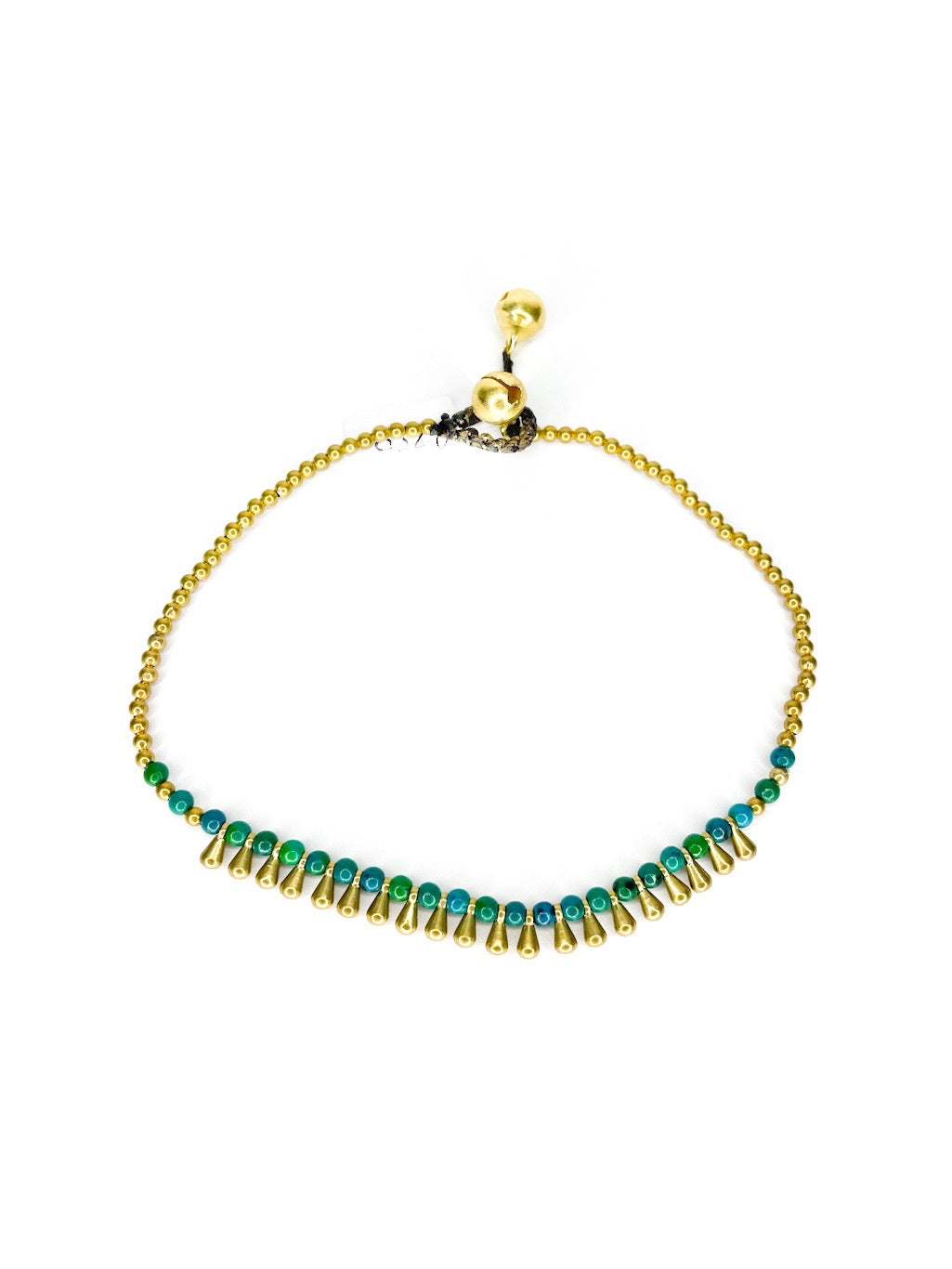 Stone and raindrop brass beaded anklet - various colours