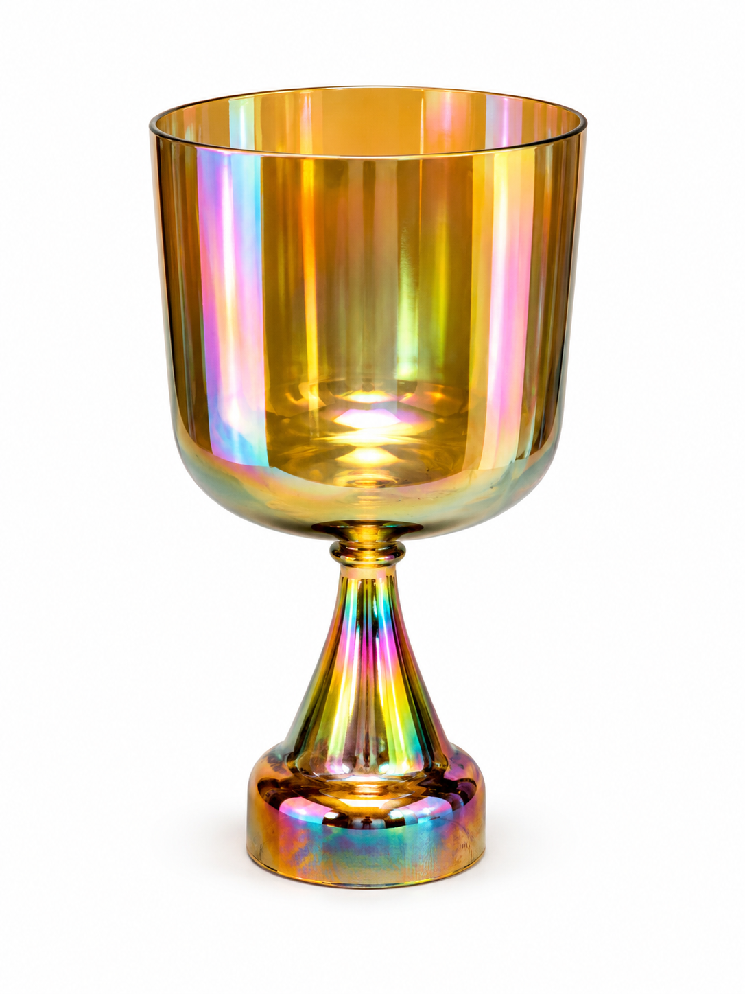 Gold Iridescent Alchemy Crystal Singing Chalice – F1 | 440 Hz