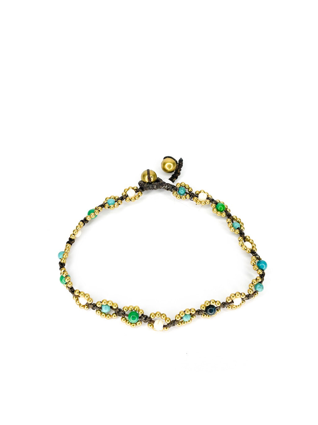 Flower stone and brass beaded anklet - various colours