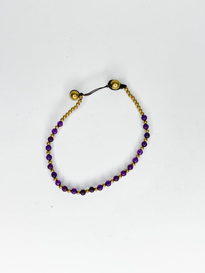 ❤Stone and brass beaded bracelet - various colours