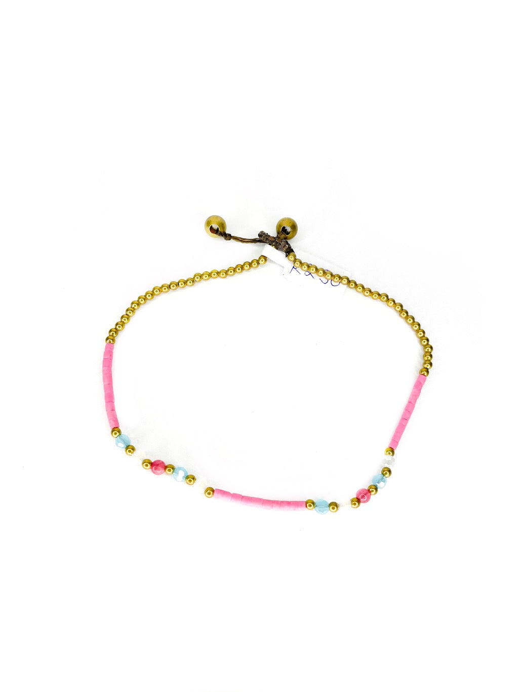 Faceted stone and brass bead anklet - various colours