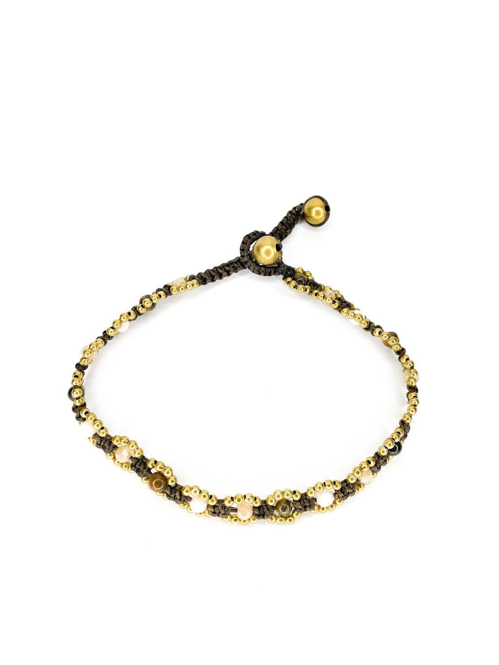 Flower stone and brass beaded anklet - various colours