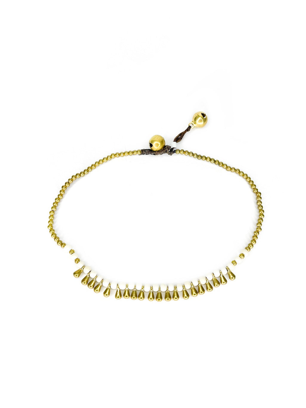 Stone and raindrop brass beaded anklet - various colours