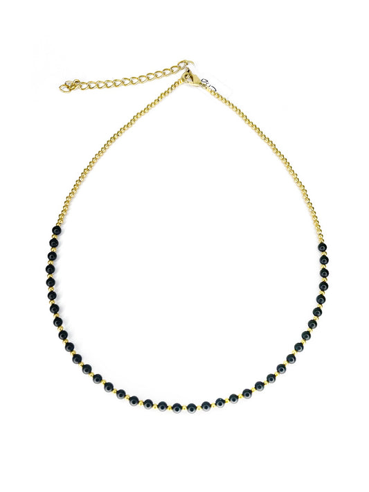 Stone and brass beaded necklace - various colours