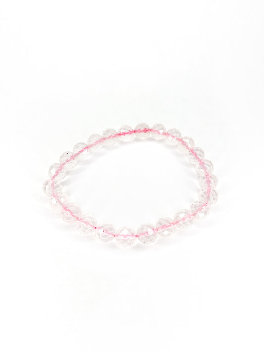 Rose quartz faceted crystal bracelet - 6mm