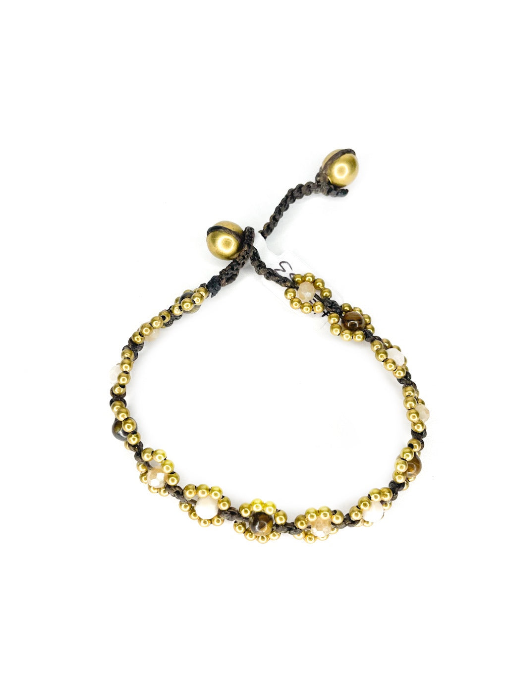 Flower stone and brass beaded bracelet - various colours