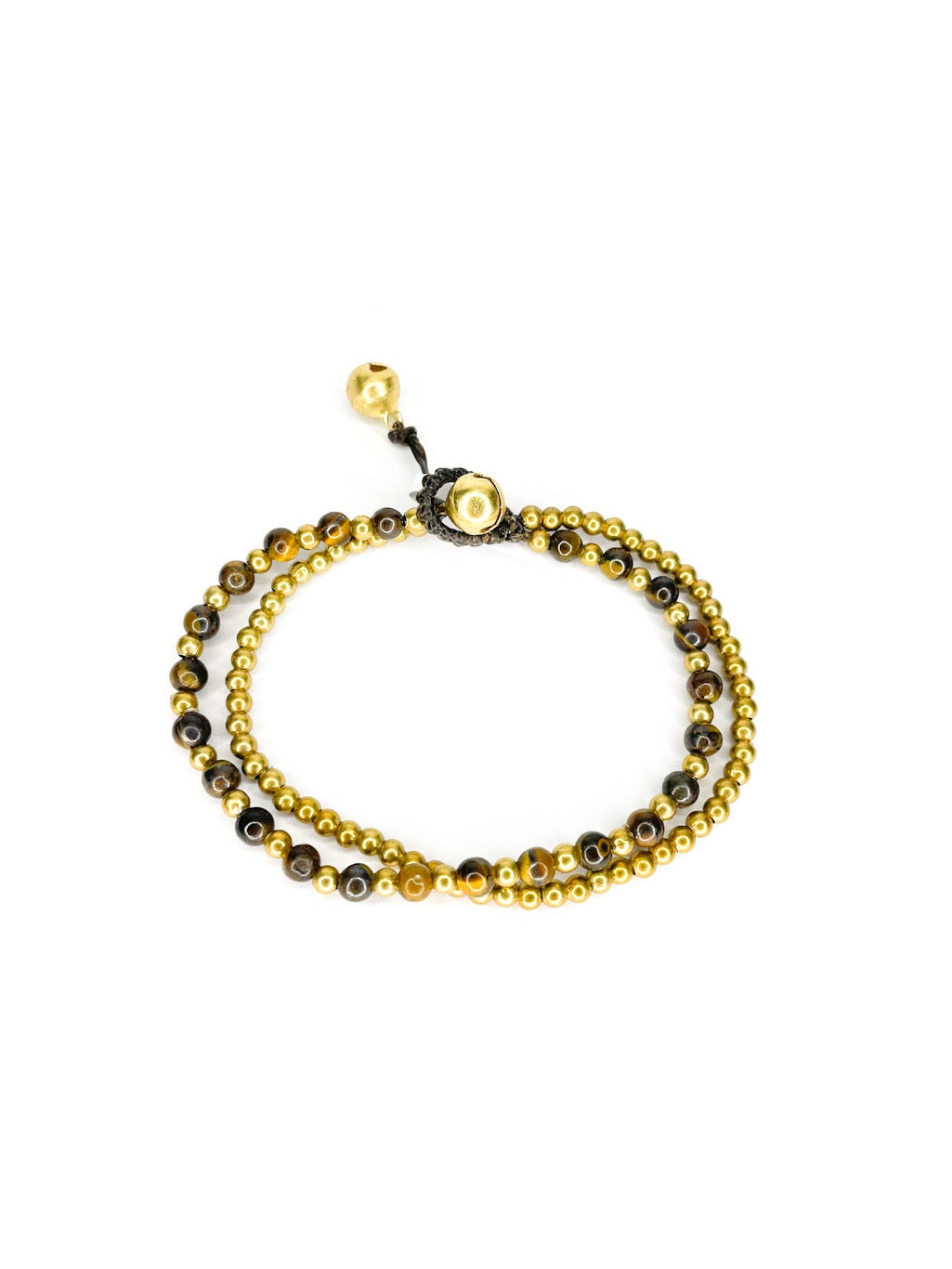 Stone and brass double strand bracelet - various colours