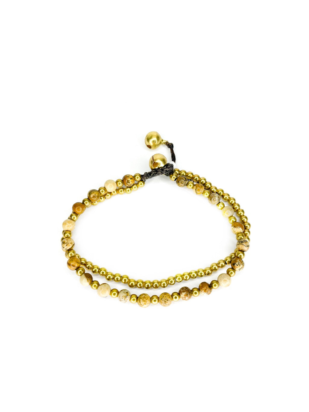 Stone and brass double strand bracelet - various colours