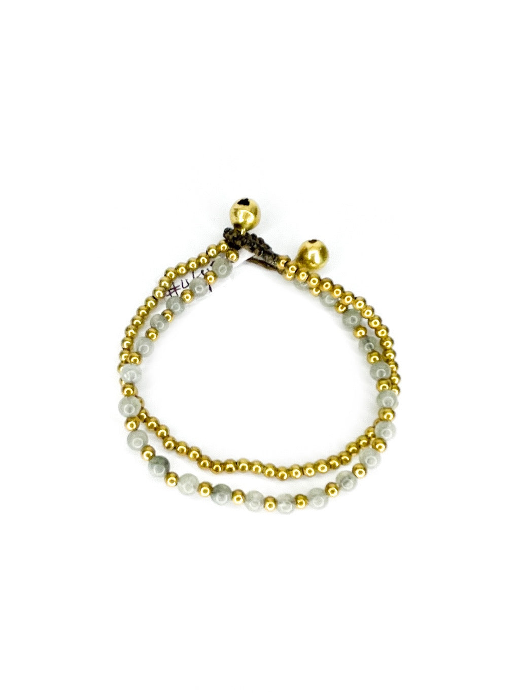 Stone and brass double strand bracelet - various colours