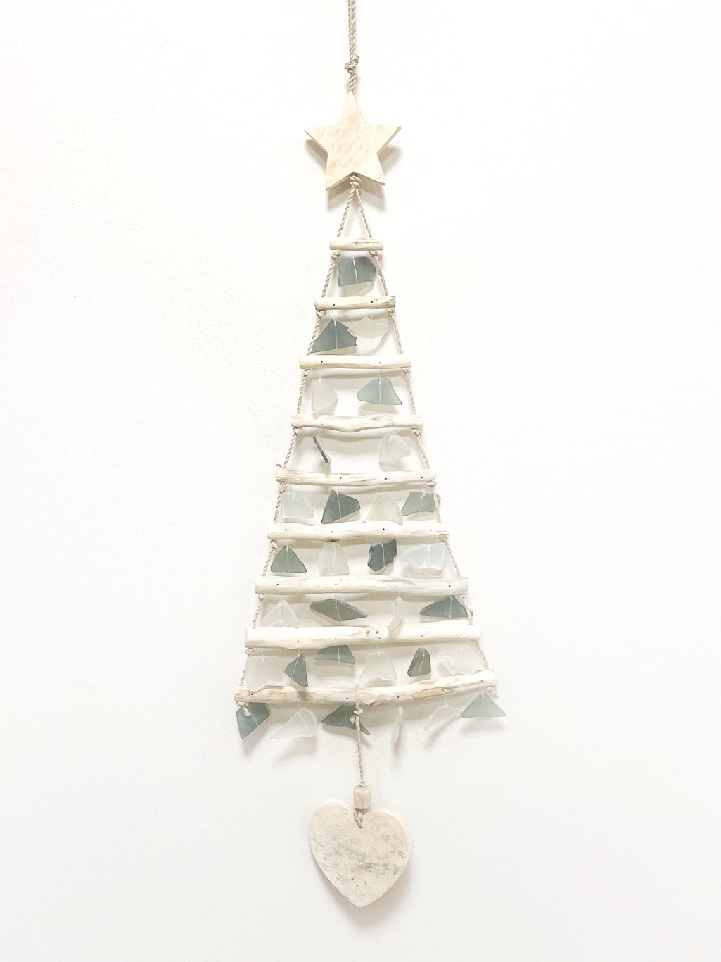 Driftwood and tumbled glass tree mobile - 76cm