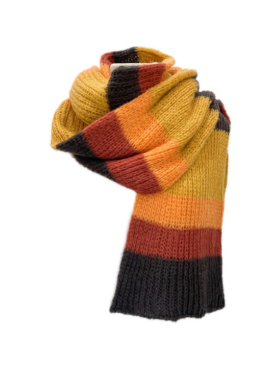 Double layer knitted, stripy scarf - various colours