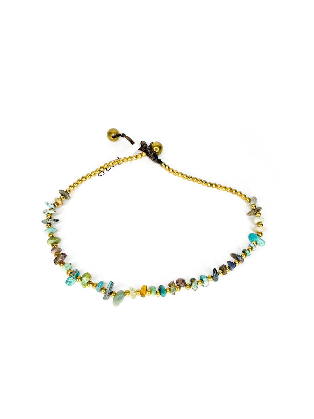 Naturally shaped stone and brass beaded anklet - various colours