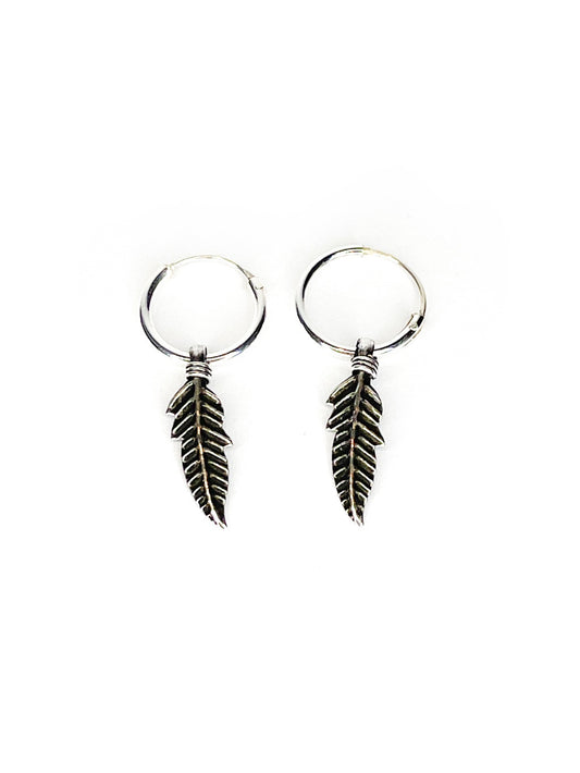 Feather silver earrings