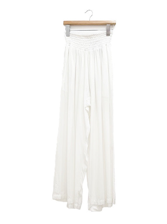 Long pant with shirring elastic waist - various