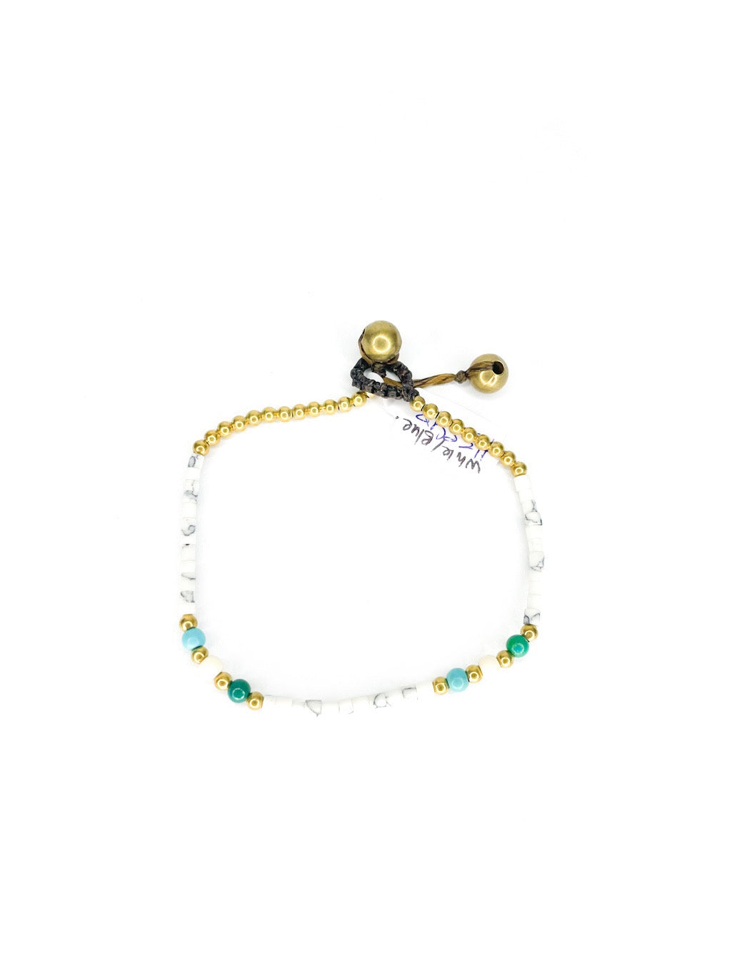 Matt and faceted stone and brass beaded bracelet - various colours