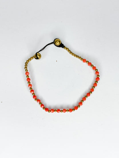 ❤Stone and brass beaded bracelet - various colours