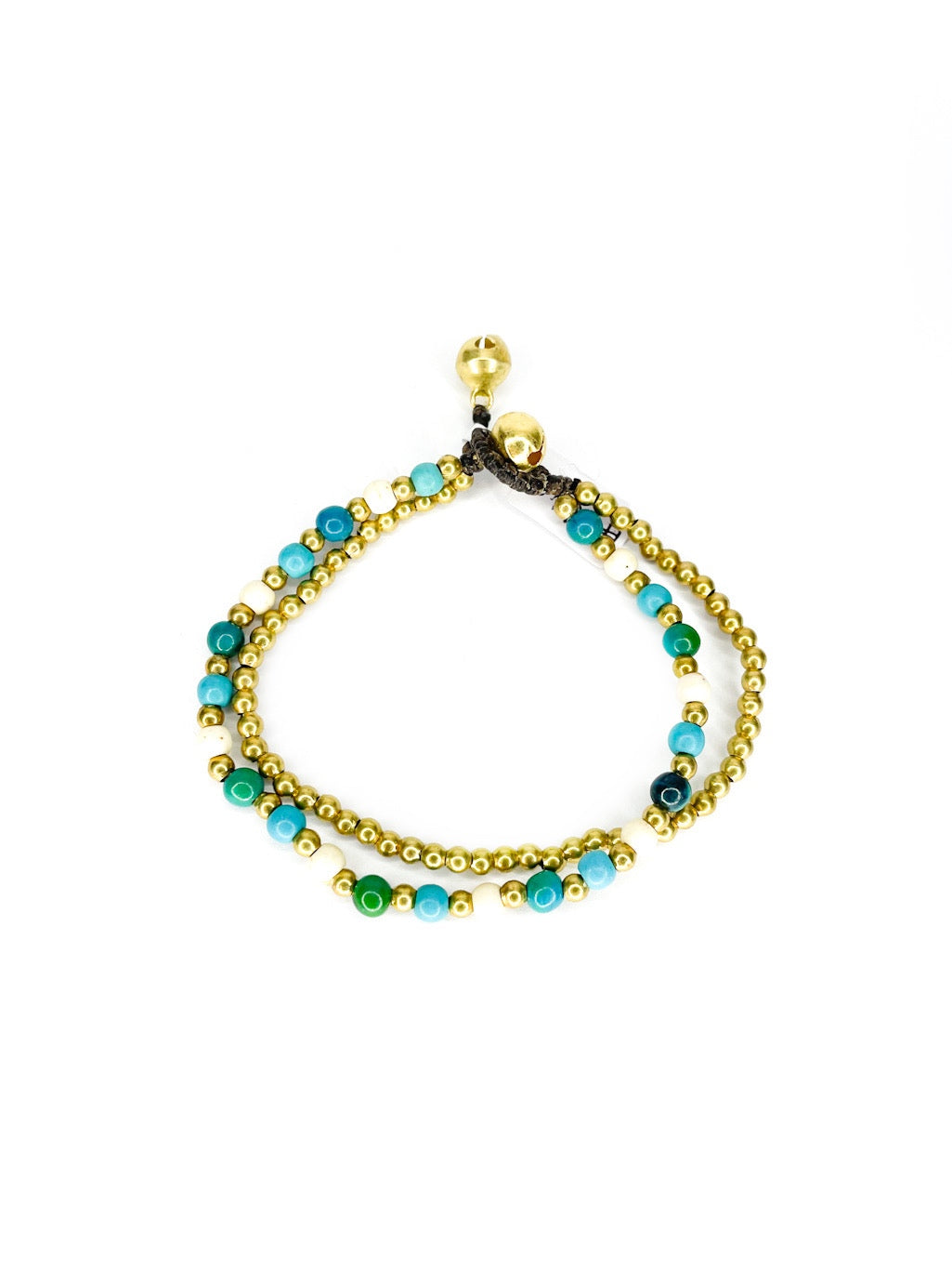 Stone and brass double strand bracelet - various colours