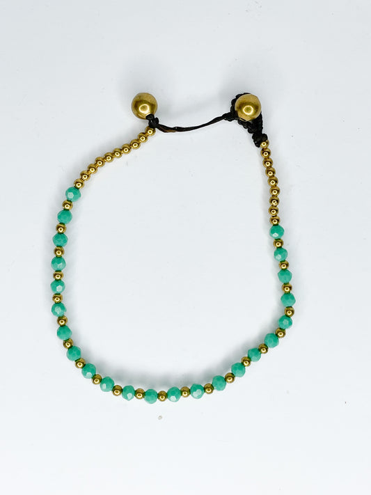 ❤Stone and brass beaded bracelet - various colours