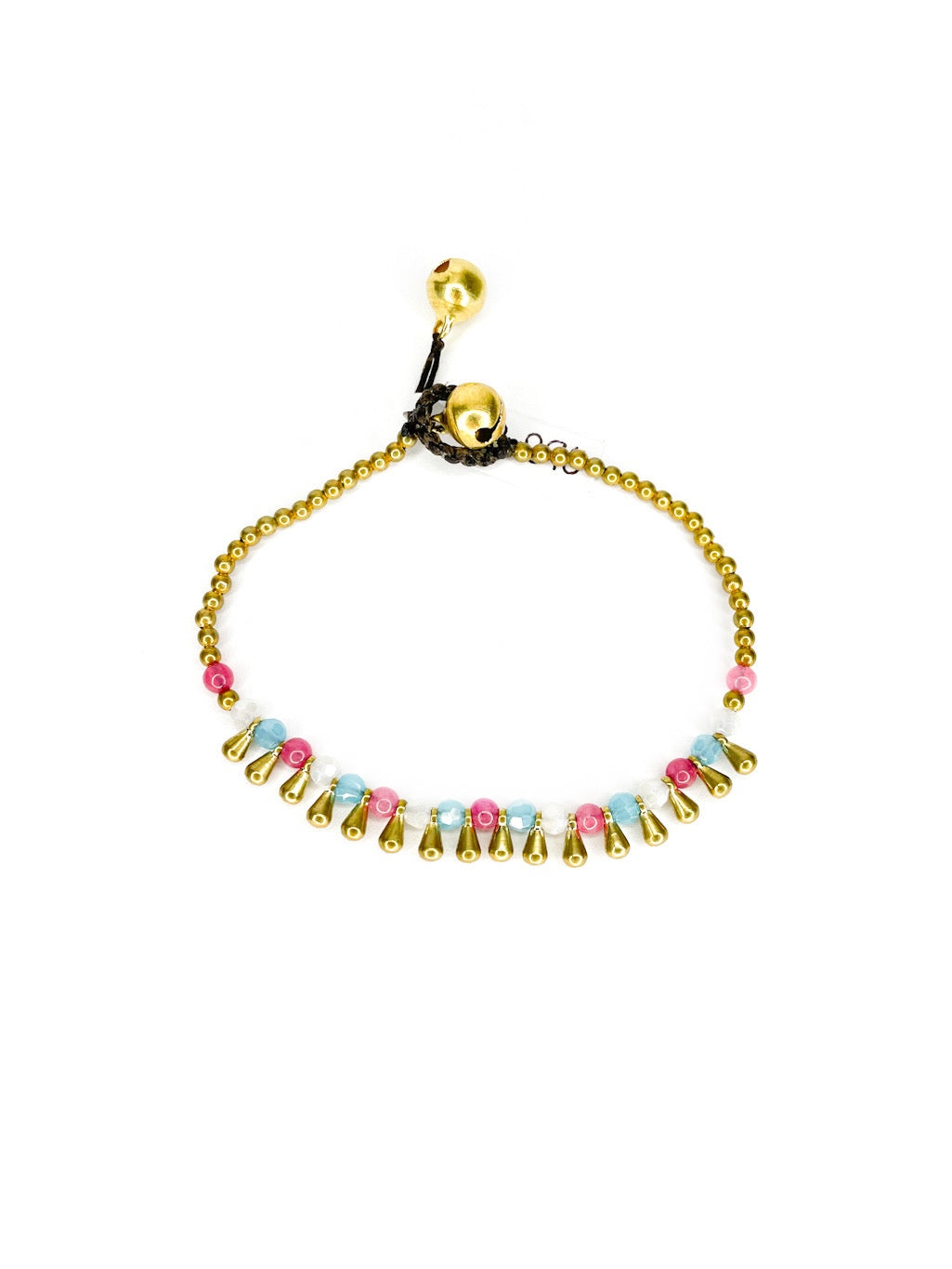 Stone and brass teardrop beaded bracelet - various colours