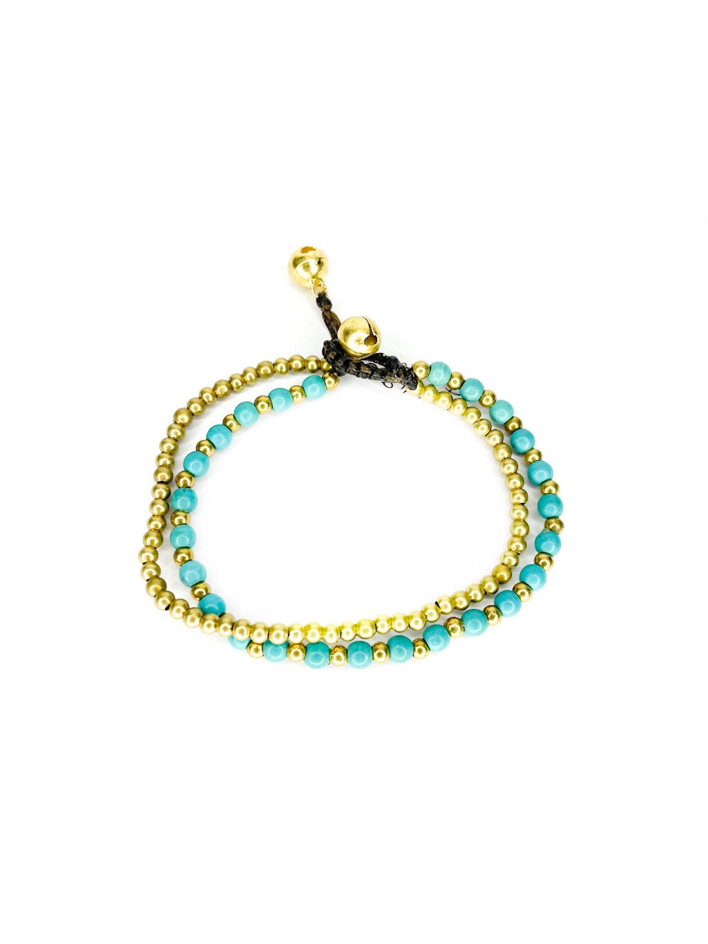 Stone and brass double strand bracelet - various colours