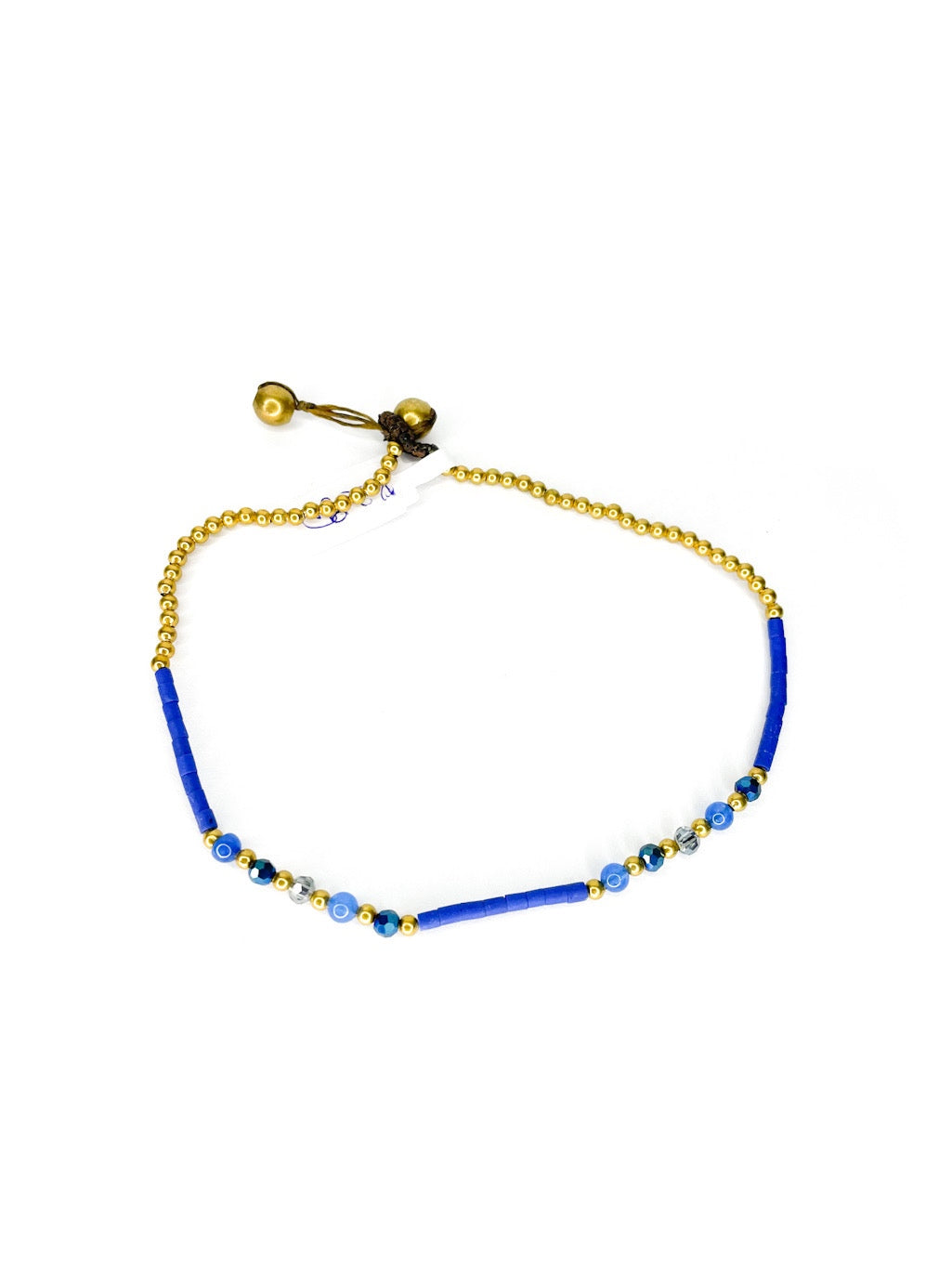 Faceted stone and brass bead anklet - various colours