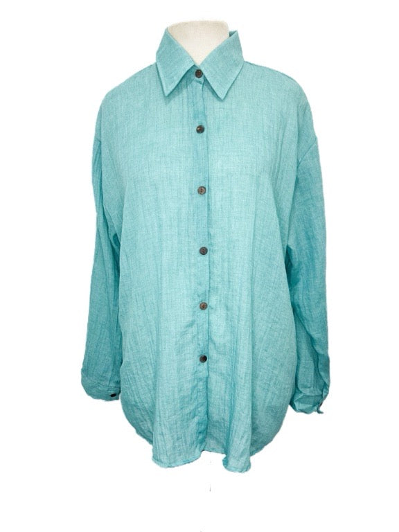 "Long Sleeve Full Button cotton Shirt" various colours one size/Large