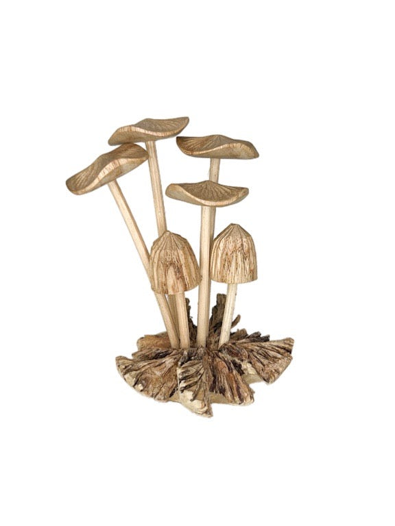 Small Wooden mushrooms- six stems 11cm