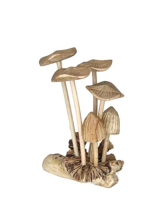 Small Wooden mushrooms- six stems 11cm