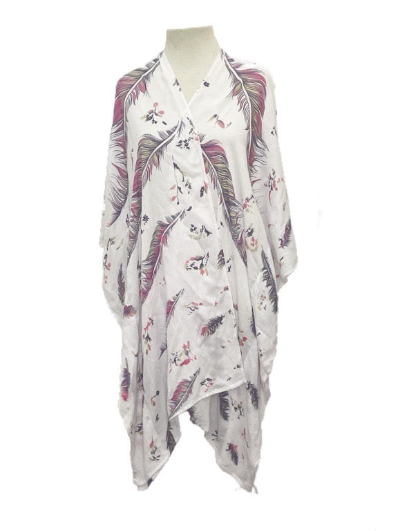 Sarong jacket with wings-white