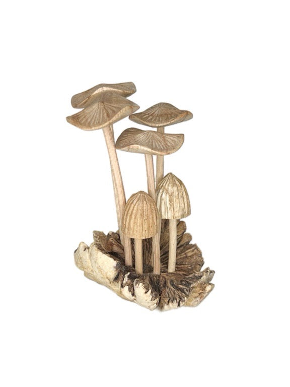 Small Wooden mushrooms- six stems 11cm