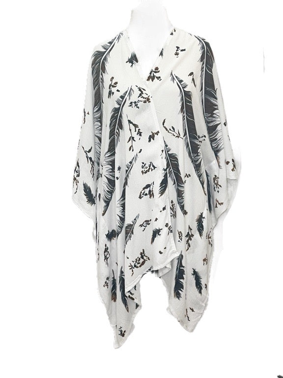 Sarong jacket with wings-white