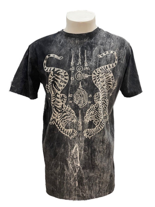 "Tigers" black cotton tee shirt - large 56cm 1/2 chest