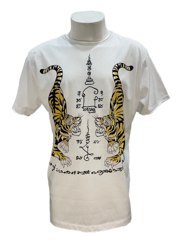 "Tigers" white cotton tee shirt - Large 56cm 1/2 chest