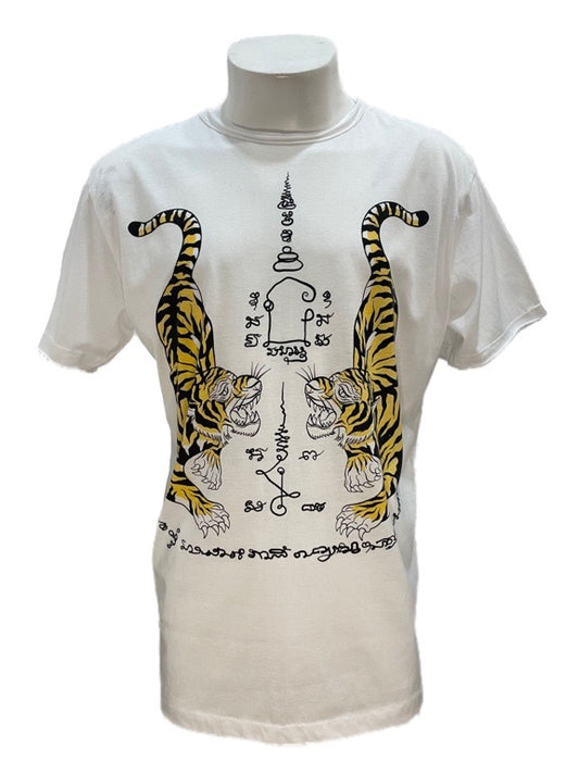 "Tigers" white cotton tee shirt - large 56cm 1/2 chest