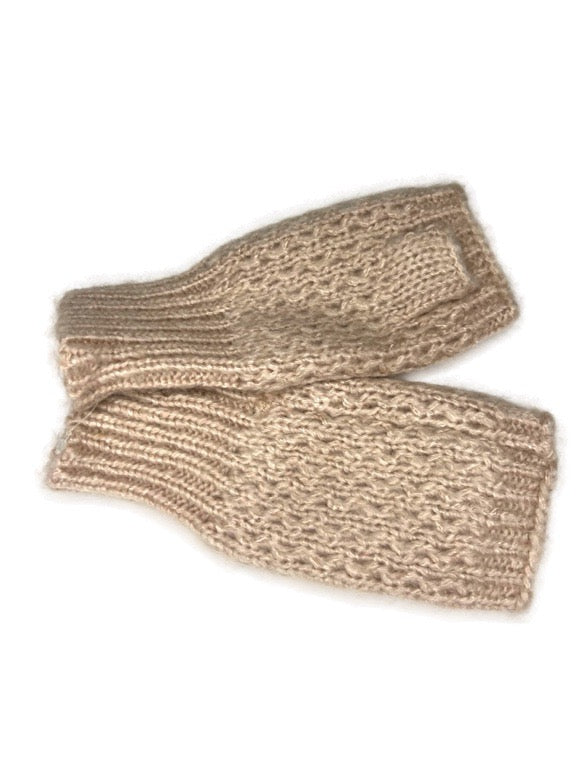 Cream patterned hand warmers