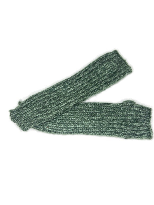 Green marled yarn hand warmers