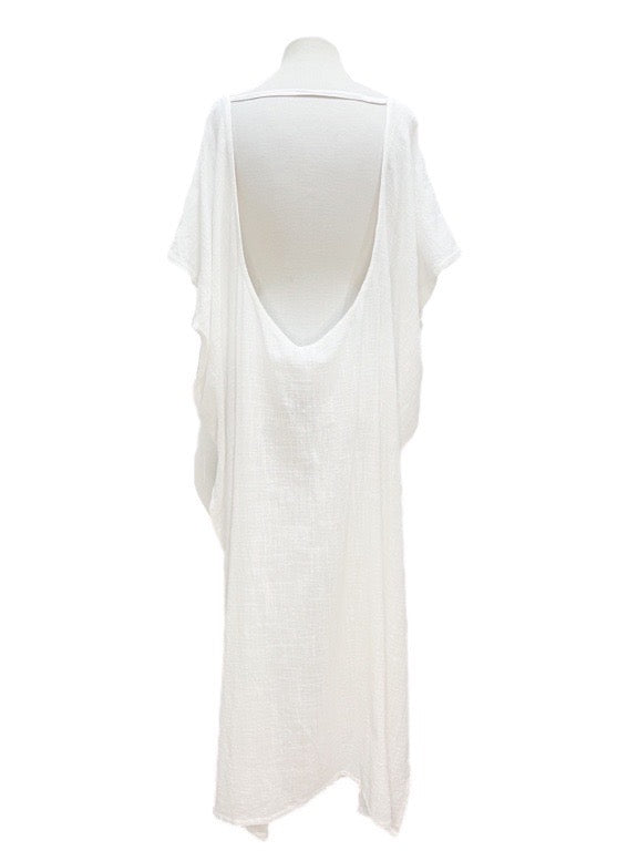 Open back kaftan organic cotton linen