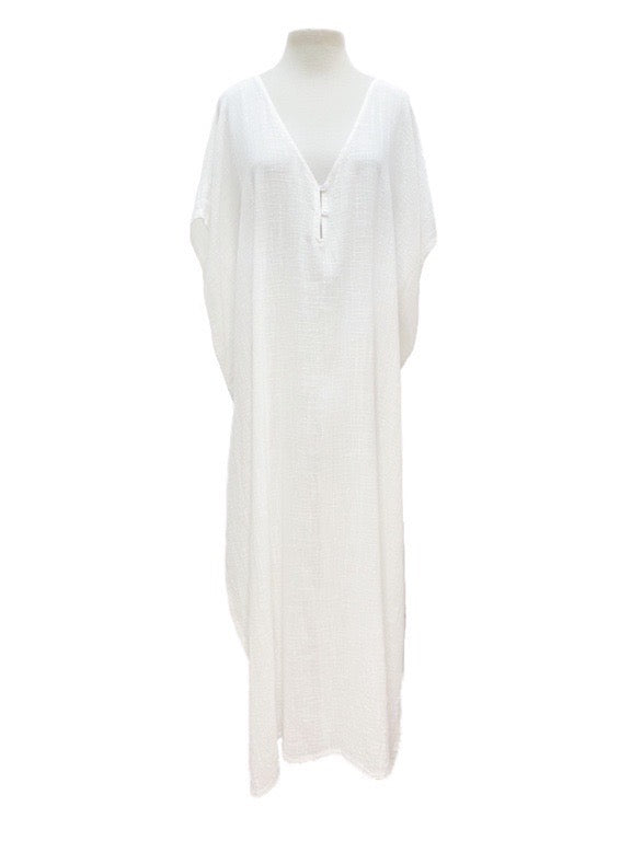 Open back kaftan organic cotton linen