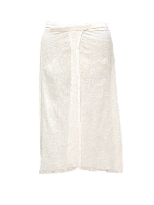 Cotton & ramie wrap skirt with raw edge