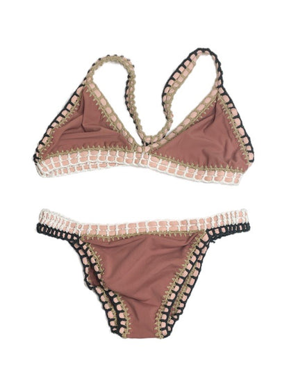 Bikini with contrast crochet trim - various