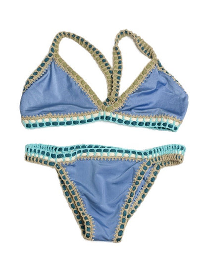 Bikini with contrast crochet trim - various