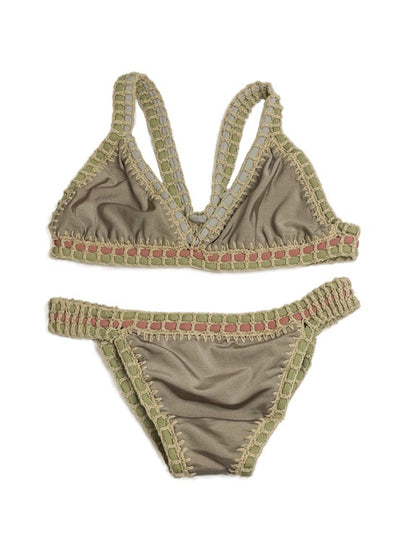 Bikini with contrast crochet trim - various