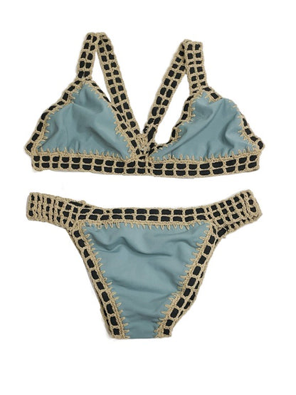 Bikini with contrast crochet trim - various