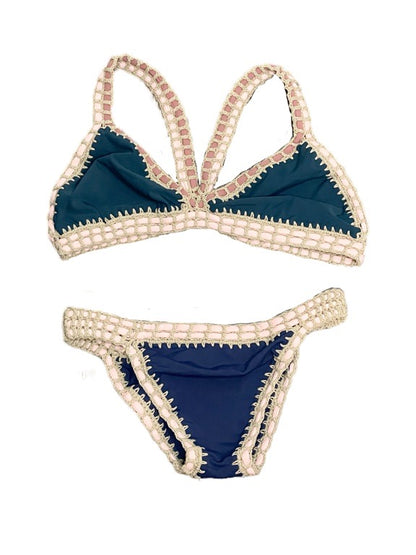 Bikini with contrast crochet trim - various