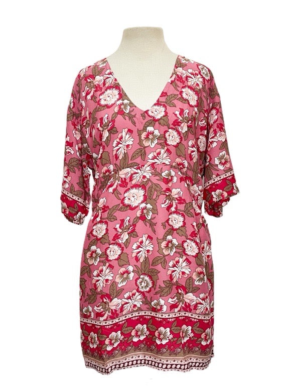 Pocket tunic dress with elbow length sleeves - various